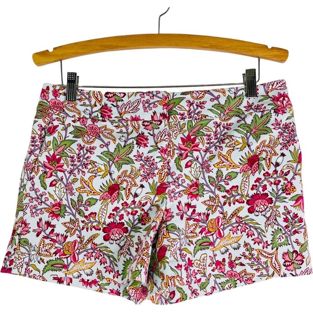 Loft blue pink floral preppy botanical tropical shorts 6